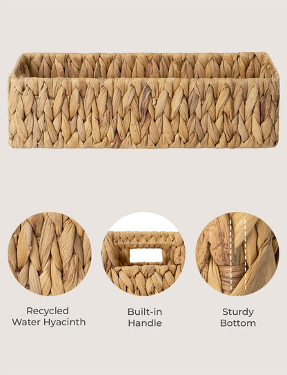StorageWorks Water Hyacinth Basket - Stylish Wicker Storage for Toilet Paper | 14.25"L x 6.5"W x 3.75"H