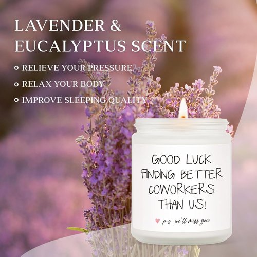 BAUBLEDAZZ Coworker Leaving Gifts for Women - Handmade Lavender Soy Wax Candle(7oz)- Funny Going Away, Goodbye, Farewell Gifts for Coworkers, Boss, Men, Women, Friend