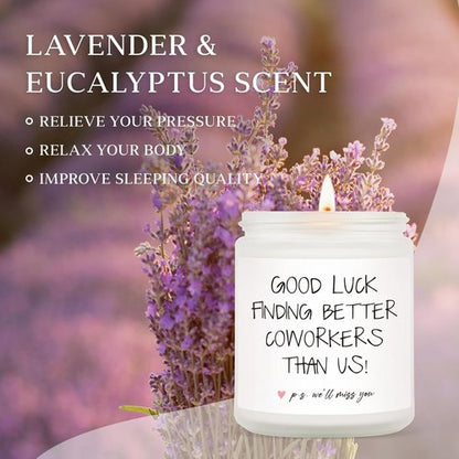 BAUBLEDAZZ Coworker Leaving Gifts for Women - Handmade Lavender Soy Wax Candle(7oz)- Funny Going Away, Goodbye, Farewell Gifts for Coworkers, Boss, Men, Women, Friend