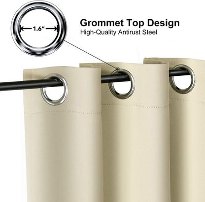 ChrisDowa Blackout Curtains - Thermal Insulated Grommet Room Darkening Panels, 42 x 48 Inch, Beige