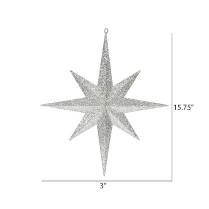 Bethlehem Star Ornament - 15.75 Inch Champagne Iridescent Glitter, Shatterproof Plastic