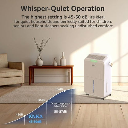 KNKA 2500 Sq.Ft Dehumidifier - Intelligent Humidity Control | 34 Pints, Ideal for Home & Large Rooms