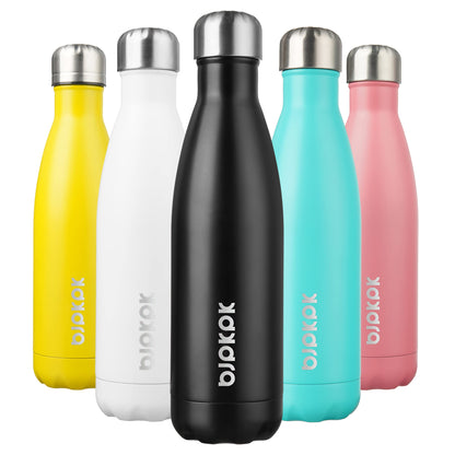 BJPKPK Insulated Water Bottles -17oz/500ml -Stainless Steel Water bottles, Sports water bottles Keep cold for 24 Hours and hot for 12 Hours,BPA Free water bottles,Black