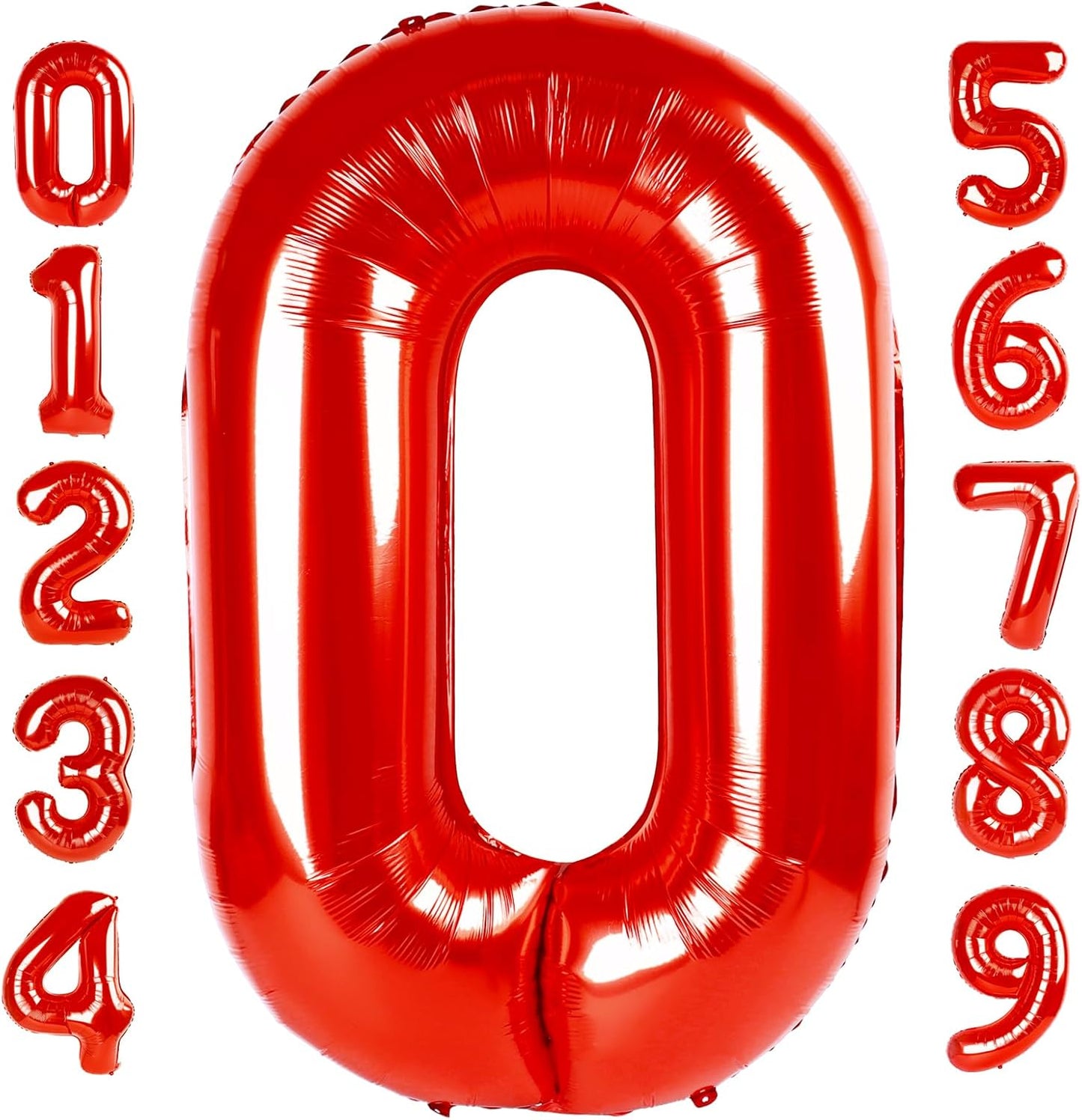 Number 0 Balloons - 40 Inch Red Number Balloons for Birthday, Wedding & Baby Shower Decor
