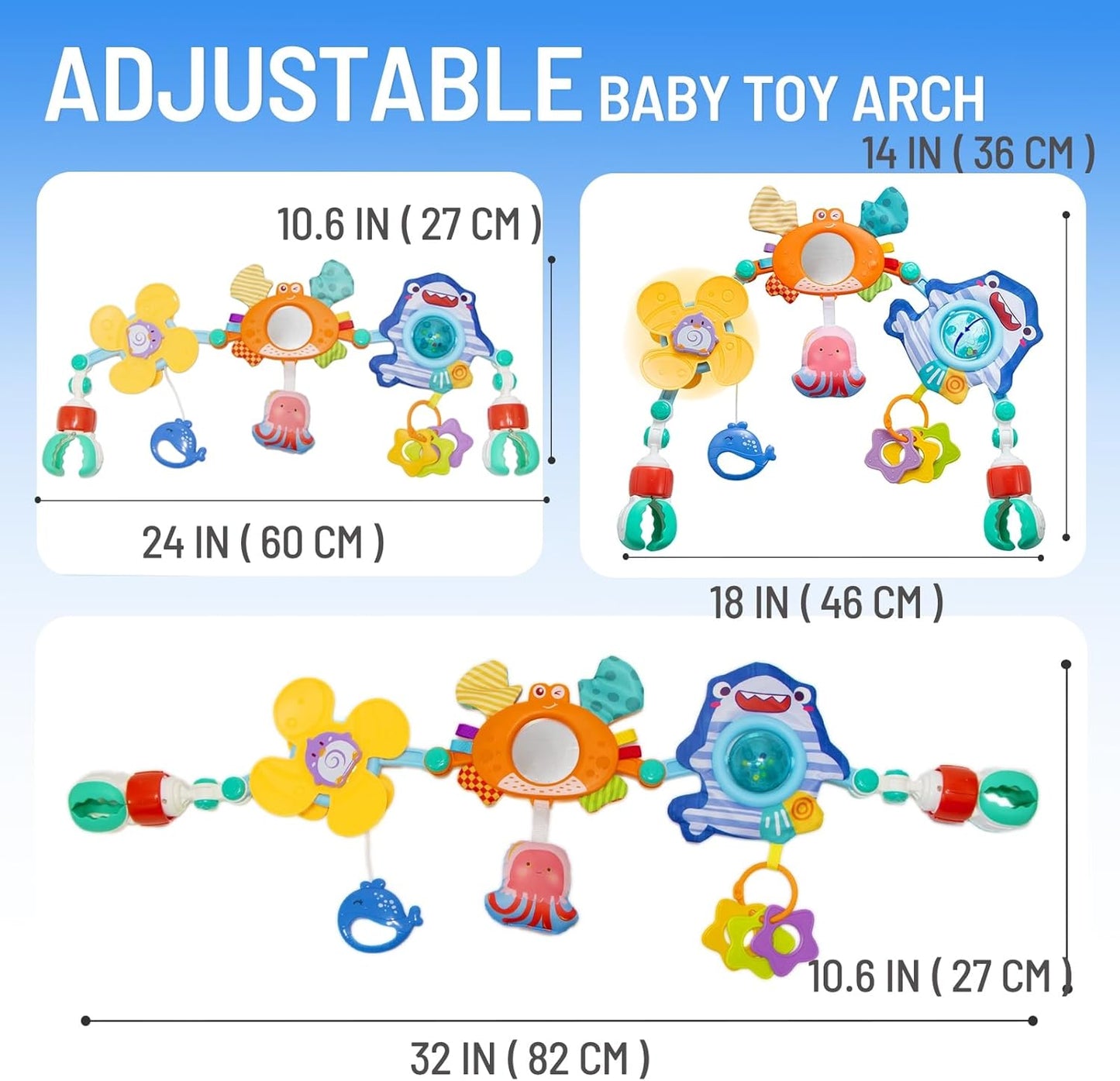 Skiennix Adjustable Baby Stroller Arch Toy - Infant Car Seat Toy with Mirror & Sound | Perfect Gift for 6-12 Months