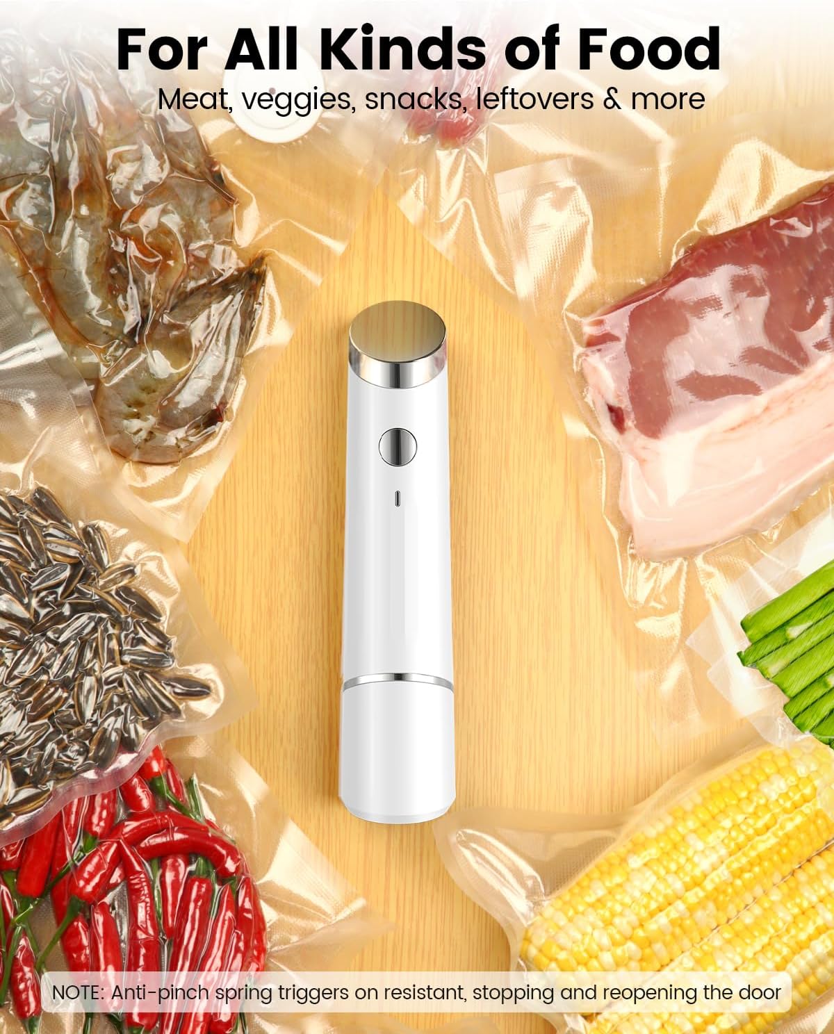 Skiennix Portable Vacuum Sealer - 30 Reusable Bags Included | Powerful Handheld Design for Food Preservation