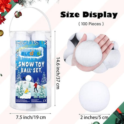 Elcoho 100-Piece 2-Inch Artificial Snow Balls Set - Realistic Plush Toss Balls for Kids | Winter Fun & Decor