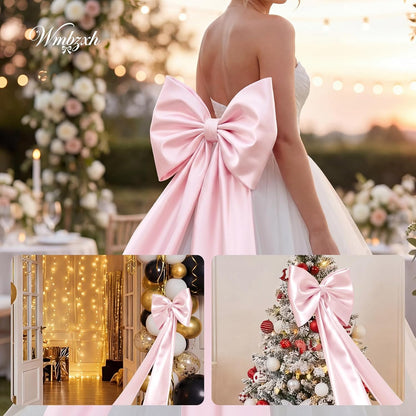 Skiennix Large Pink Bows - Satin Ribbon Tie Coquette Room Decor | 40"x24" Birthday & Wedding Wall Decor