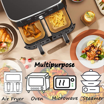 Ninja Foodi Air Fryer Paper Liners - 200 Disposable Rectangle Inserts for Dual Zone Air Fryers | 9'' x 6''