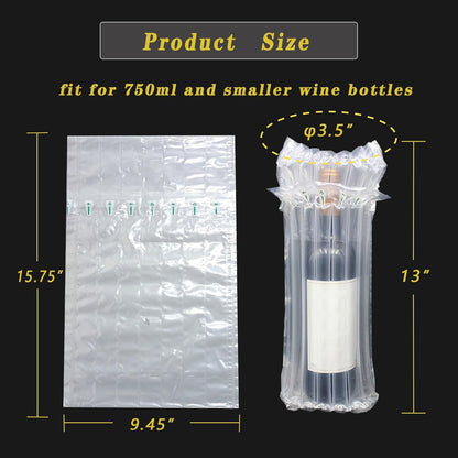STAYWILD 10 Packs Wine Bottle Travel Protector & Inflatable Bags Airplane, Air Column Bubble Cushion Wrap Pouches for Shipping Packing Transport