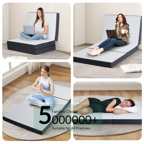 Airdown Tri-Fold Memory Foam Mattress, 4 inch Single Folding Mattresses with Washable Cover, Foldable Mattress Portable for RV Camping, Guest Mat, Easy Storage, 75"×25"×4"