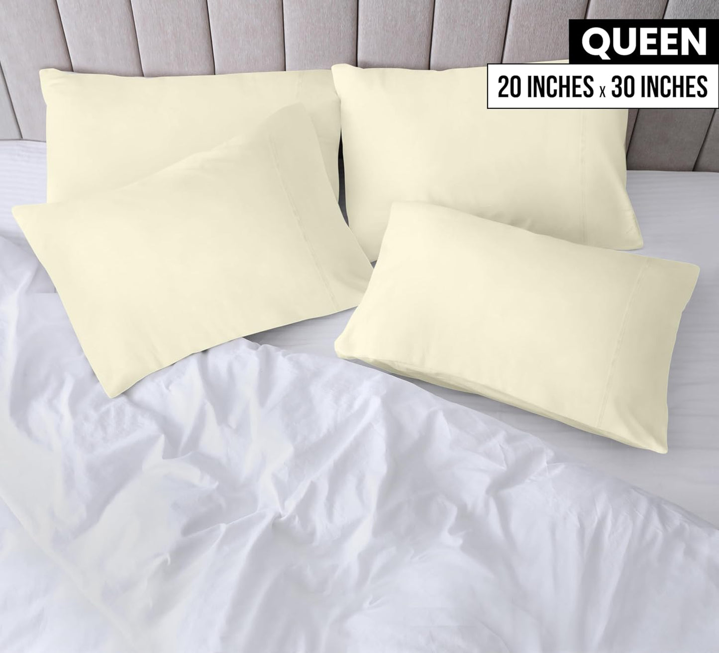Utopia Bedding Queen Pillowcases - Soft Brushed Microfiber - 4 Pack, Ivory, 20 x 30 Inches