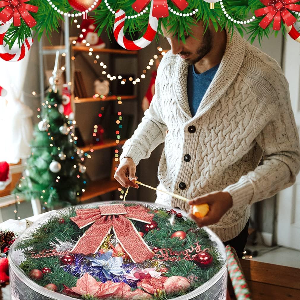 ProPik Christmas Wreath Storage Bag - 24" Clear Waterproof Container with Handles | 2-Pack