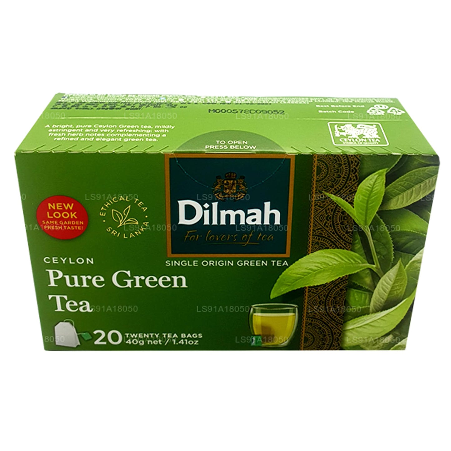 Dilmah Pure Ceylon Green Tea - 20 Tea Bags - Finest Sri Lankan Green Tea