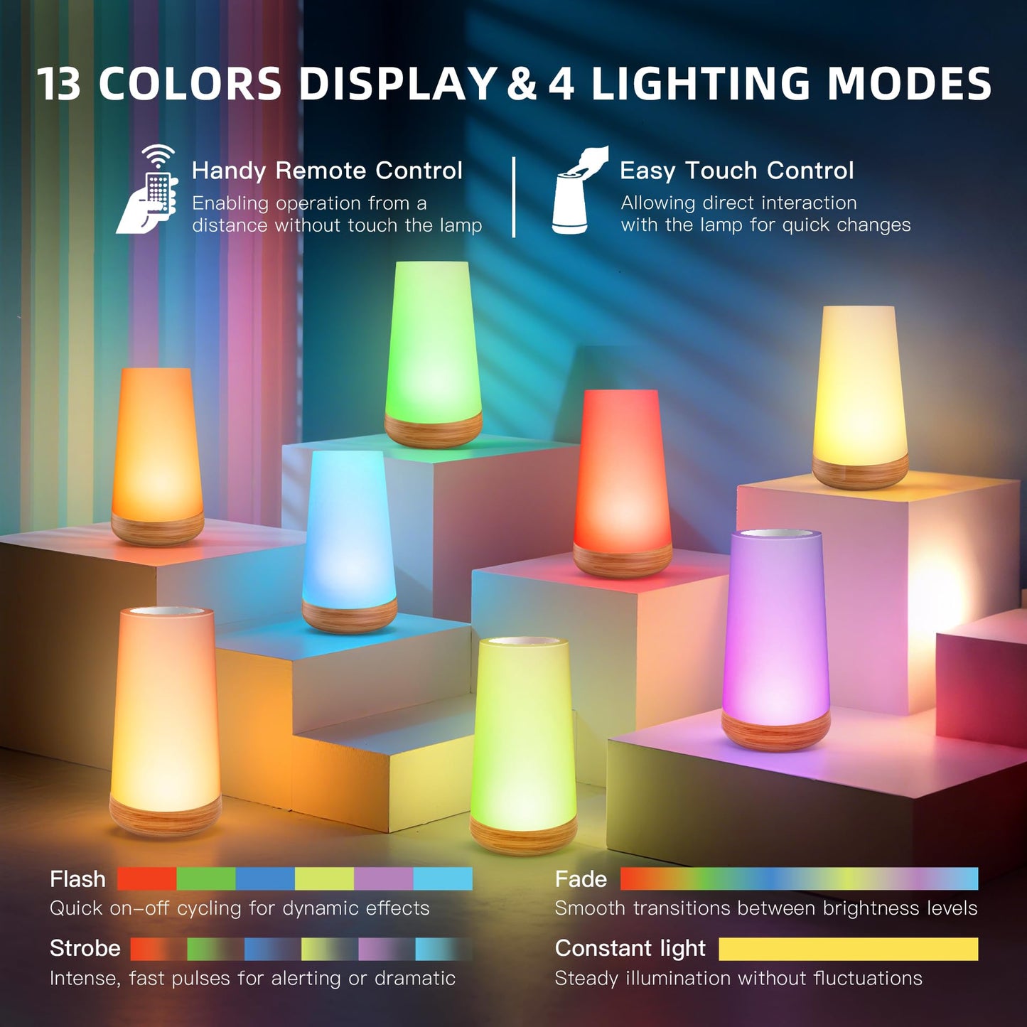 Yonito Night Light for Baby Nursery, 13 Colors Changing Touch Dimmable Night Lamp with Timer, Rechargeable Kids Night Light Portable for Bedtime Routine Baby Breastfeeding