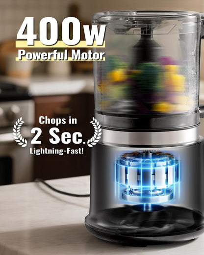 Skiennix Food Chopper - 4 Cup Electric Mini Processor with 2 Speed & 4 Stainless Steel Blades | BPA-Free