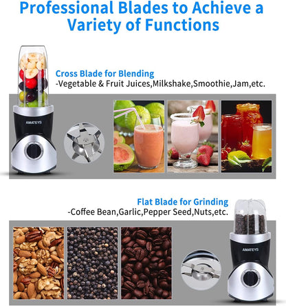 Skiennix Personal Blender - Professional Kitchen Blender for Shakes & Smoothies | Portable with 24/10 OZ Travel Bottles