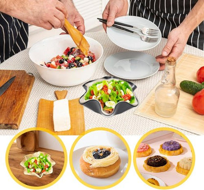 Dimeho Taco Salad Bowl Maker - Non-Stick Carbon Steel Tortilla Shell Molds | 4 Pack for Home Cooking