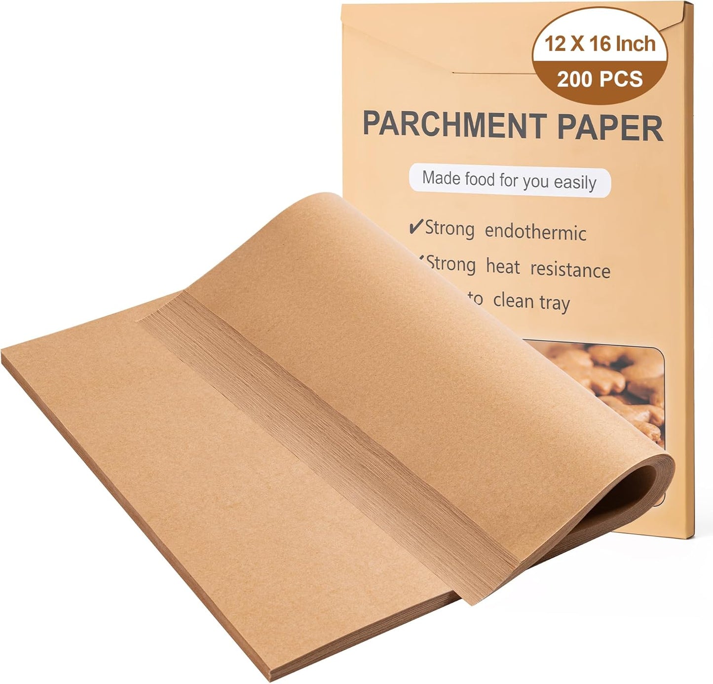 Skiennix Parchment Paper Sheets - 200 Pcs Non-Stick, Unbleached, 12x16 Inches for Baking & Cooking