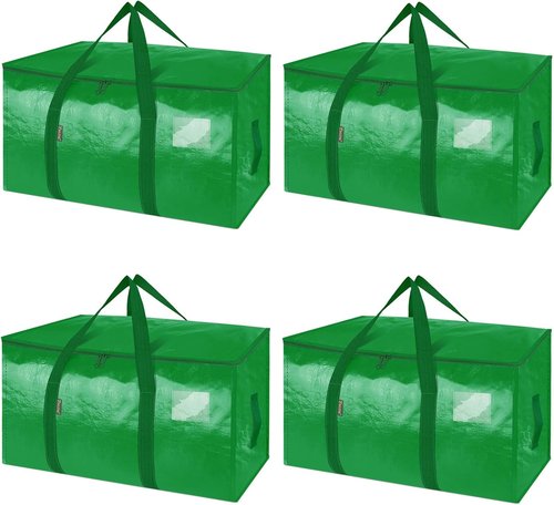 BALEINE Heavy-Duty Oversized Moving Bags - 4-Pack with Reinforced Handles for Clothes & Storage (Light Green)