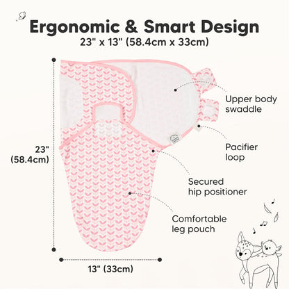 Skiennix Organic Baby Swaddle Sleep Sacks - Soft & Snug for Newborns 3-6 Months | Blossom, Large