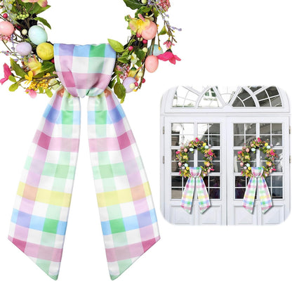 Skiennix Easter Wreath Sash - Spring Pastel Satin Decoration for Indoor/Outdoor Use | 56" L x 4.5" W