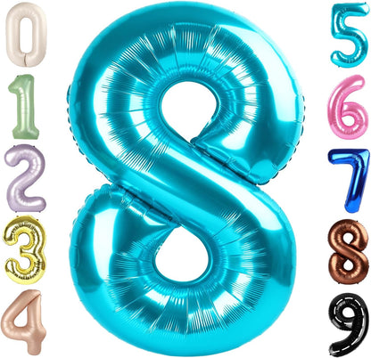 Skiennix 40-Inch Light Blue Number 8 Balloon - Perfect for 8th Birthday Parties & Celebrations