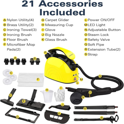 Waitbird Handheld Steam Cleaner - 21 Accessories, 248°F High Temperature for Home & Floors