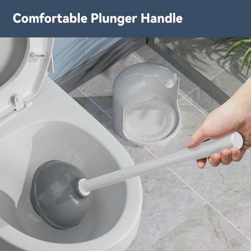 TRENTI Toilet Plunger with Holder, Plunger with Holder for 5.3-inch Toilet Drain, Plungers for Bathroom with Holder, Toilet Plunger Heavy Duty (1, White)