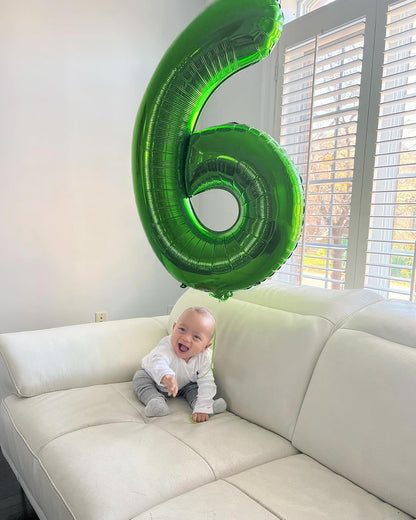 Number 6 Balloon by [Brand Name] - 40 Inch Dark Green Giant Foil Balloon for 6th Birthday Party Decorations