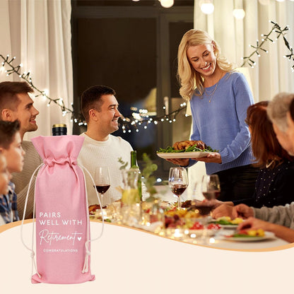 Pink Retirement Wine Bag Retirement Gifts for Women Men Farewell Gifts for Coworkers Going Away Gift for Friends Boss