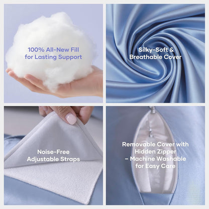 Skiennix Pregnancy Pillow - Adjustable H-Shaped Full Body Support with Cooling Cover | Ideal for Side Sleepers (Blue)