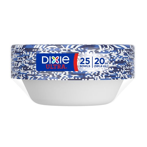 Dixie Ultra, Large Paper Bowls, 20 Oz, 25 Count, Microwave Safe, Compostable, Disposable Bowls Great For Breakfast, Lunch, And Dinner Meals
