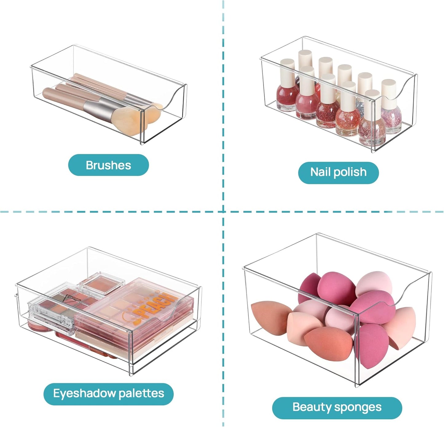 Vtopmart Acrylic Organizer - 8 Drawer Clear Makeup Storage | Dustproof Desk Organizer for Office & Crafts