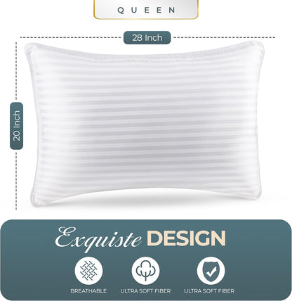 Utopia Bedding Queen Size Bed Pillows - Set of 2 Down Alternative Cooling Pillows for All Sleepers