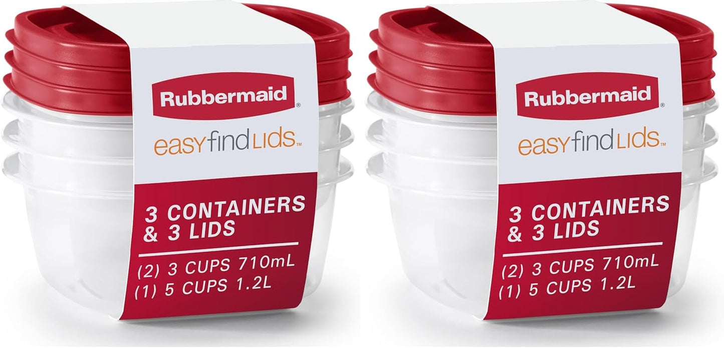 Rubbermaid EasyFindLids Food Storage Containers - BPA-Free, Microwave & Dishwasher Safe, Racer Red (12 Pack)