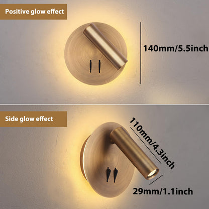 Wall Mount Reading Light for Bed, Backlight Night Wall Lamp, Hardwired Sconce with Switch, Adjustable Wall Sconce Surface Mount Book Reading Lamp,LED Wall Lighting for Bedroom Bedside Lamps (Bronze)