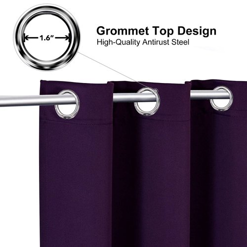 ChrisDowa Small Window Curtains for Kitchen and Bedroom - Grommet Short Thermal Insulated Room Darkening Curtains (2 Panels, Royal Purple, 42 x 36 Inch)