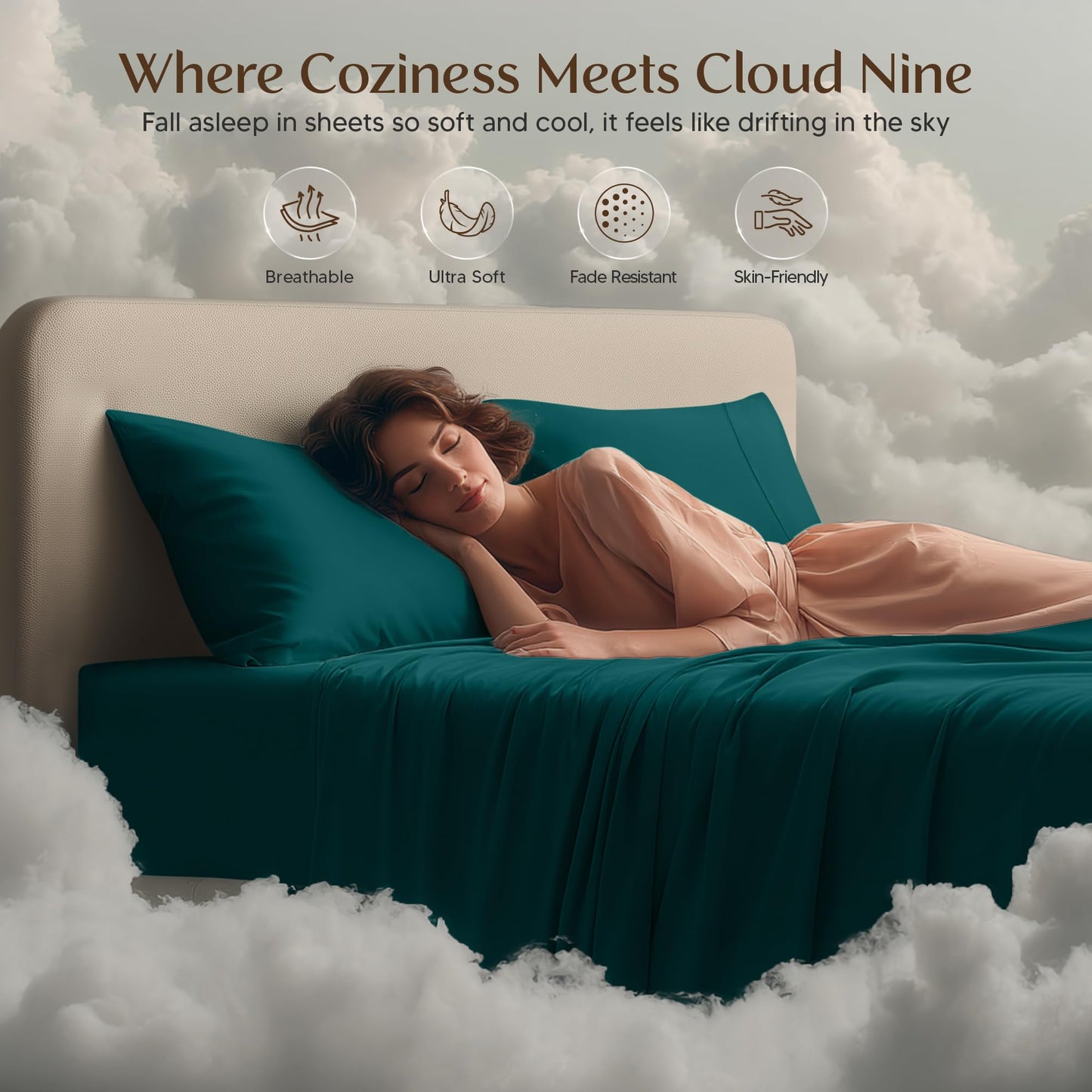 Utopia Bedding Queen Size Sheet Set – 4 Piece Bed Sheets, Soft and Breathable Microfiber, Includes 1 Fitted Sheet, 1 Flat Sheet and 2 Pillowcases – Oeko Tex (Teal Green)