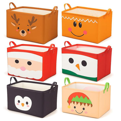 6 Pcs Large Christmas Storage Baskets with Handles 15 x 10.2 x 8.7 in