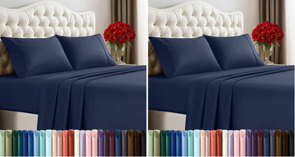 Utopia Bedding Queen Size Sheet Set - Soft, Breathable Microfiber, Includes 1 Fitted Sheet, 1 Flat Sheet & 2 Pillowcases - Navy