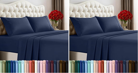 Utopia Bedding Full Sheet Set - Soft & Breathable 4-Piece Microfiber Bed Sheets for Full Size Bed | Navy Blue