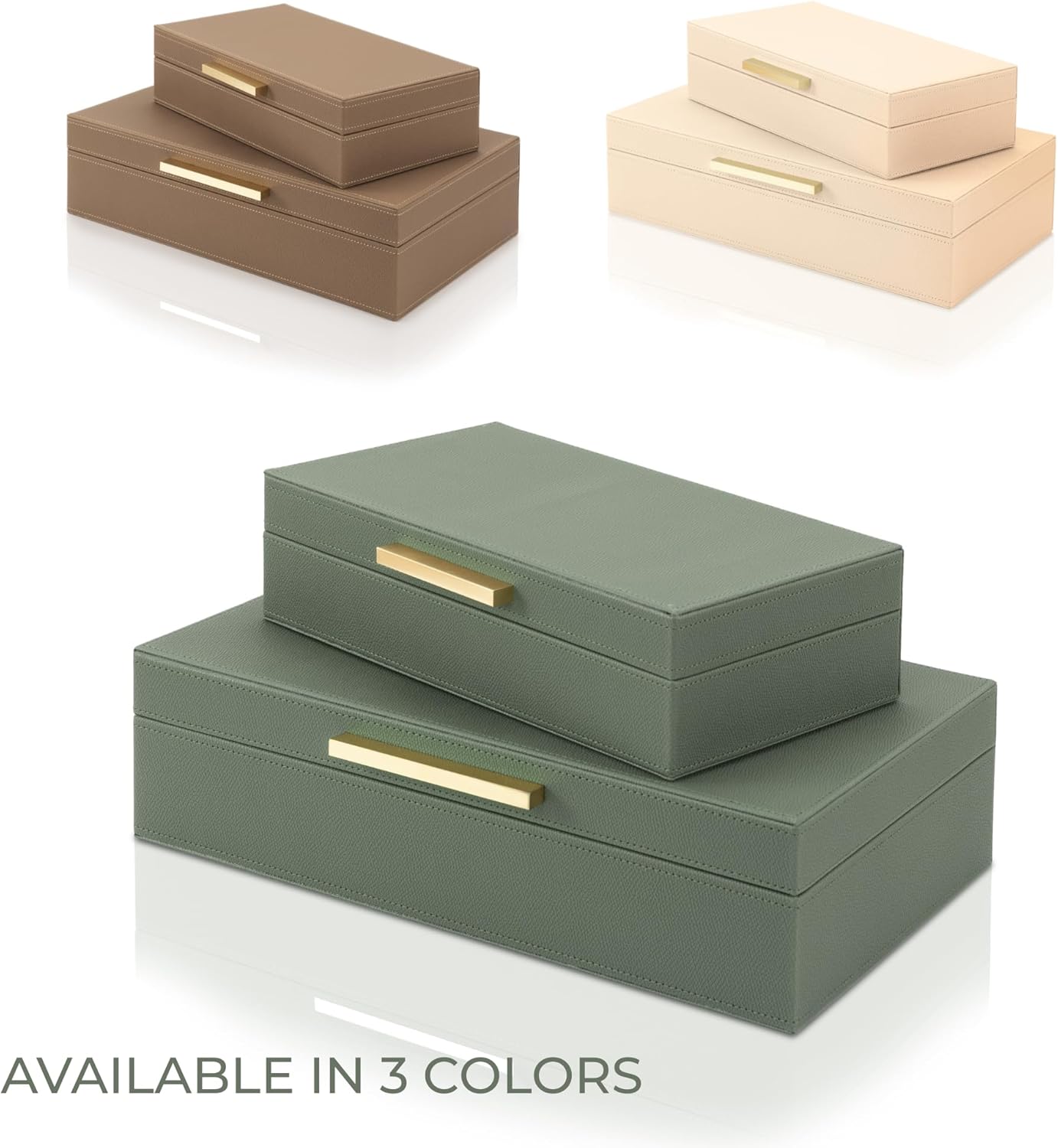 ZICOTO Decorative Storage Boxes - Set of 2 Stylish PU Leather Organizers for Bookshelf Decor | Safely Store Photos & Keepsakes