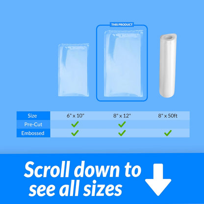 Reli. Vacuum Sealer Bags - 200 Pack Pre-Cut Embossed Food Storage Bags | BPA Free | 8x12 in. Quart Size
