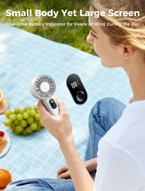 Aecooly Mighty Portable Fan, Powerful Handheld Fan, USB Rechargeable [10H Max Cooling Time], Mini Personal Battery Powered, Pocket for Travel, Summer, Gifts for Women, Girls -White