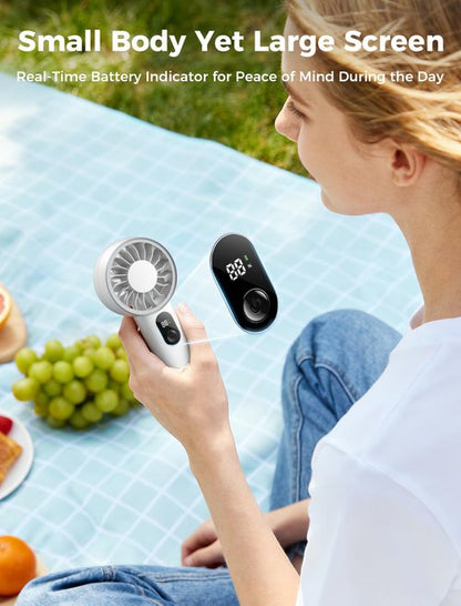 Aecooly Mighty Portable Fan, Powerful Handheld Fan, USB Rechargeable [10H Max Cooling Time], Mini Personal Battery Powered, Pocket for Travel, Summer, Gifts for Women, Girls -White
