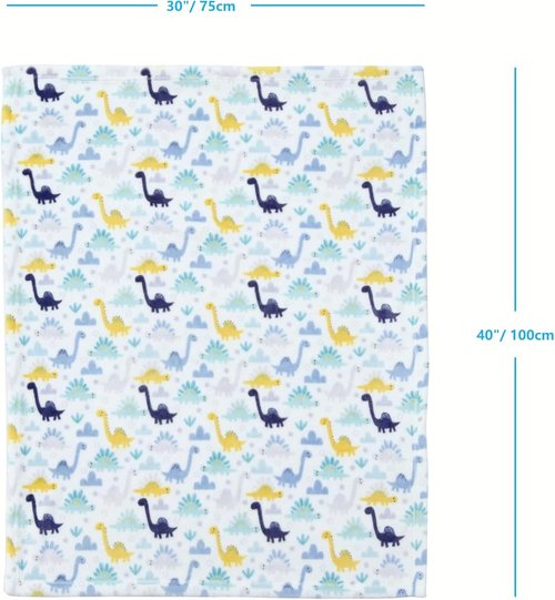 CREVENT Cozy Fluffy Warm Fleece Baby Crib Blanket - 30''x40'' Dinosaur Design for Infants & Toddlers