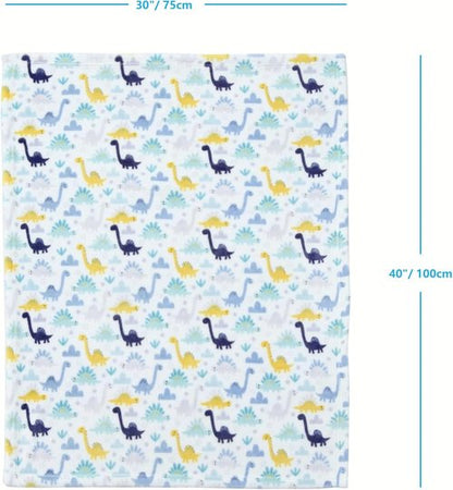 CREVENT Cozy Fluffy Warm Fleece Baby Crib Blanket - 30''x40'' Dinosaur Design for Infants & Toddlers