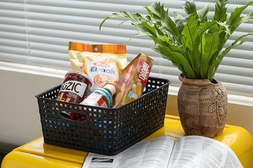Eslite Plastic Storage Baskets - Organize Your Space | Pack of 4, 11" x 8.5" x 4.7", Black