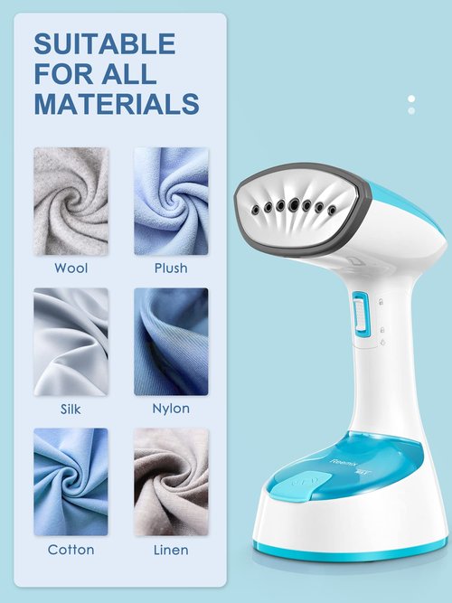Reemix Steamer for Clothes, Folding Handheld Design Garment Wrinkles Remover, 20g/min Strong Penetrating Steam, 25-Sec Fast Heat-up, for Home, Office and Travel (Crystal Blue)
